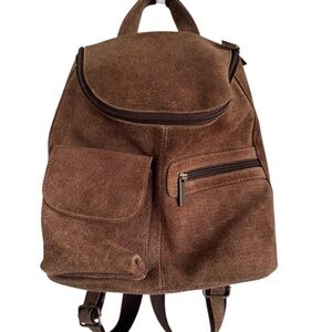 Le Donne Brown Suede Leather Mini Backpack 12” Wide